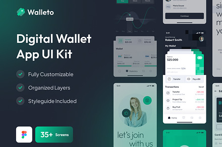 Walleto - Digital Wallet App UI Kit