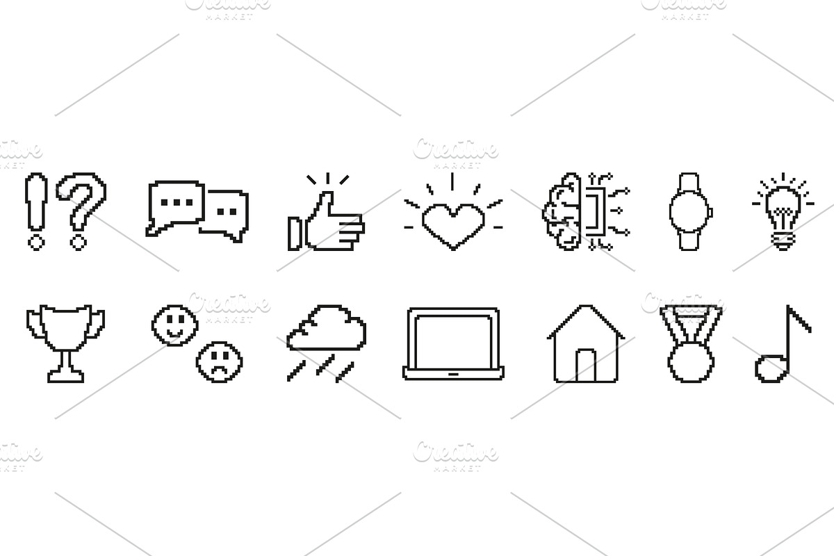 Pixel Art Icon Set, an Illustration by Gentle Studio