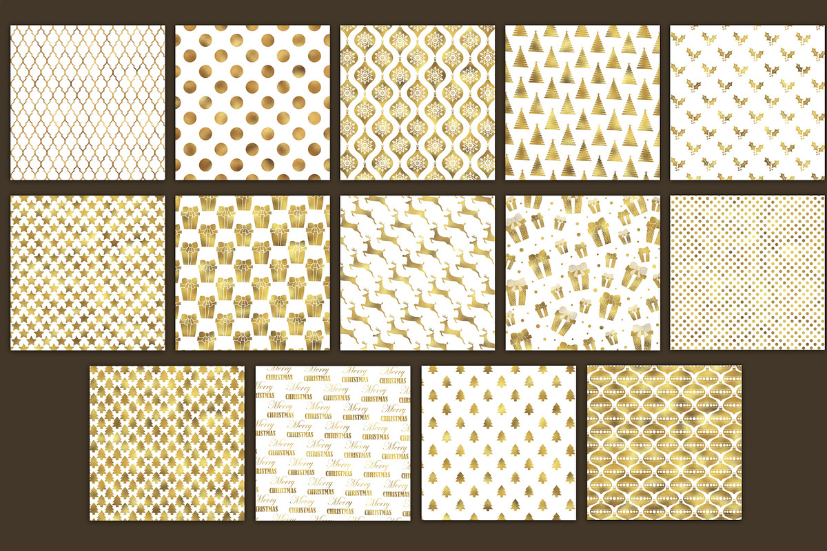 Gold and White Christmas backgrounds, a Pattern Graphic by Paper Farms (Photo 2 of 2)