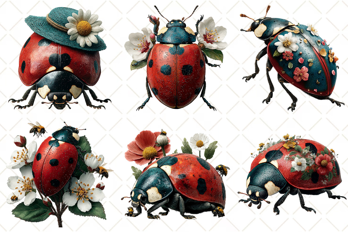 Whimsical Ladybug Spring Clipart, an Illustration by Black Bird Studio (Photo 5 of 5)