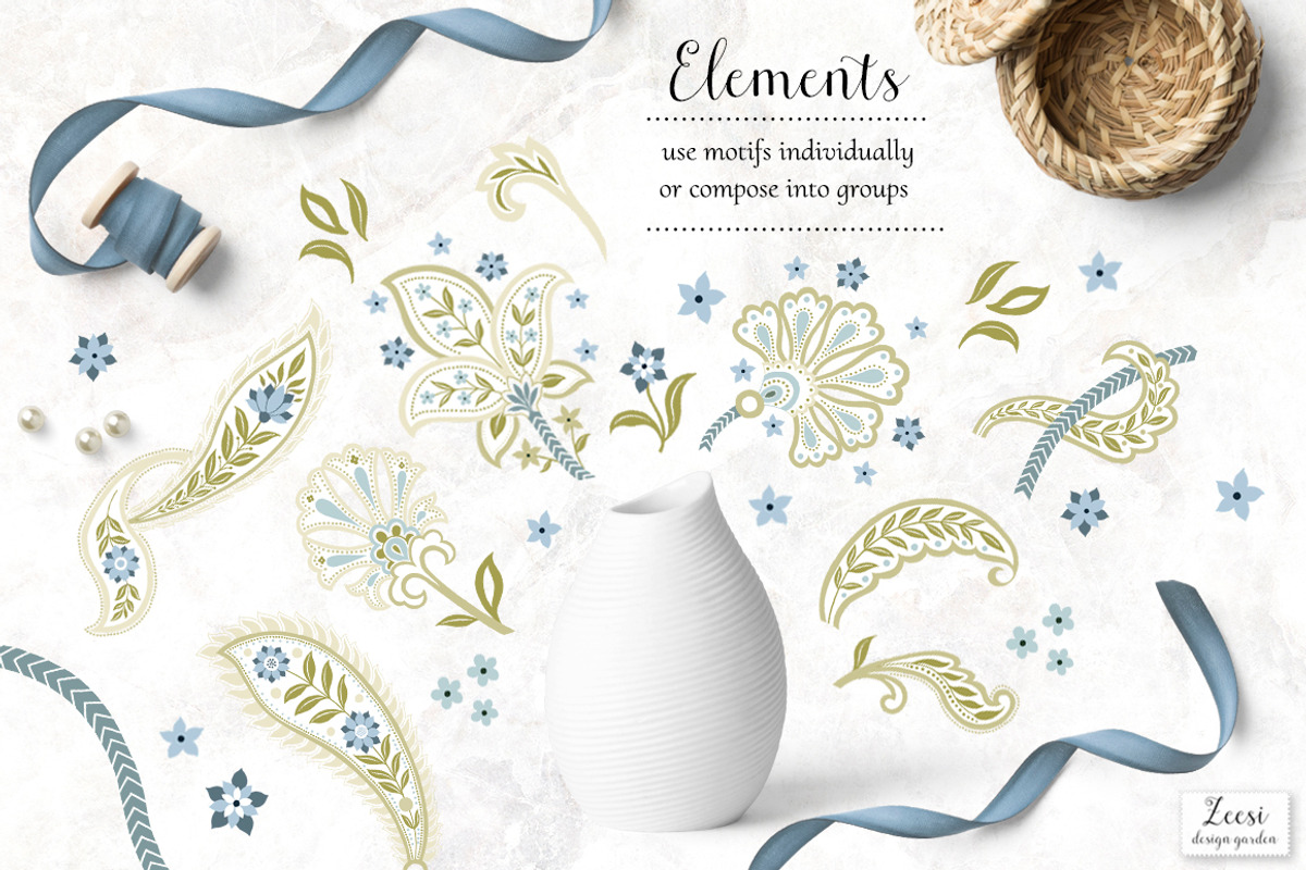 Powder Blue Paisley, a Pattern Graphic by Zeesi Design Garden (Photo 6 of 8)