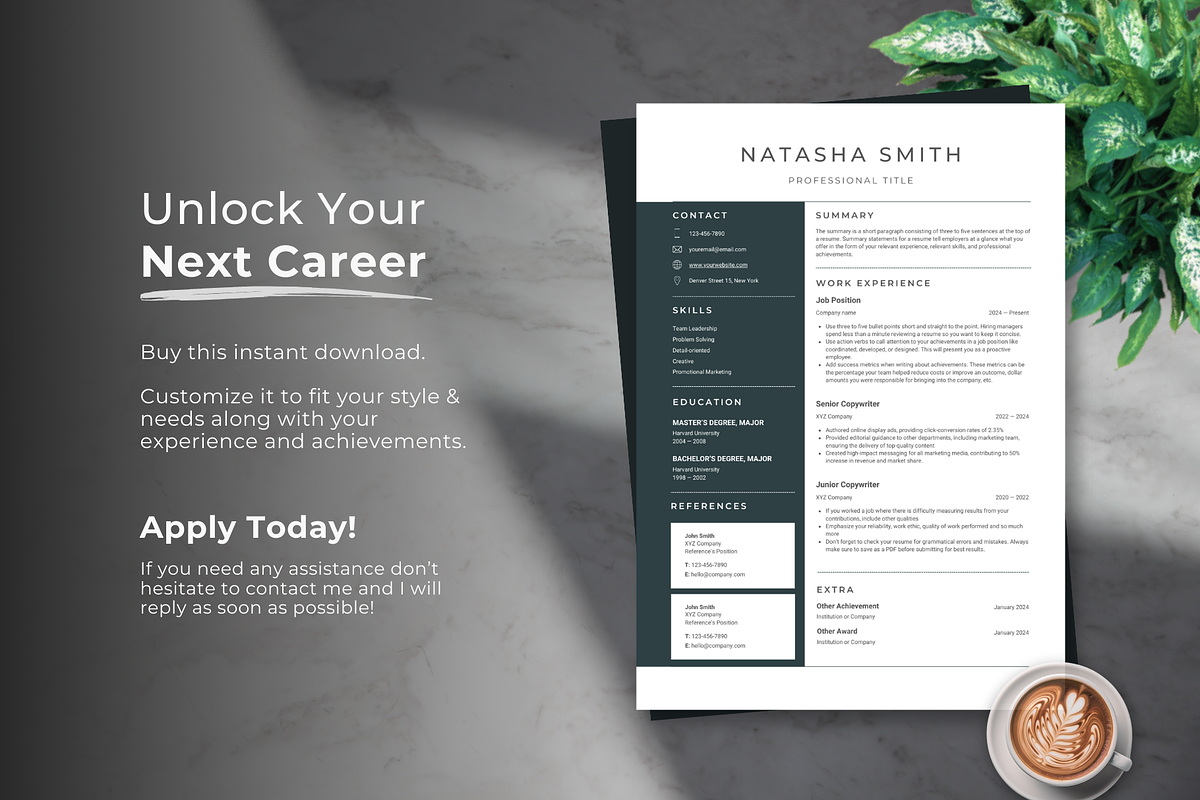 Professional Minimalist Resume Dark, a Resume Template by Helpful Hues (Photo 8 of 8)