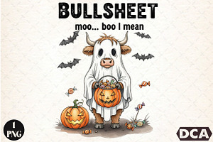 Funny Cow Halloween PNG, an Illustration by DreamCafeArt