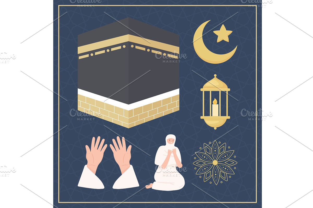 hajj mabrour icons, an Illustration by studiogstock
