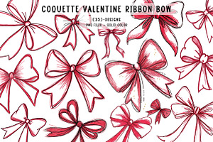 Coquette Valentine Ribbon Bow, an Illustration by CreationArt