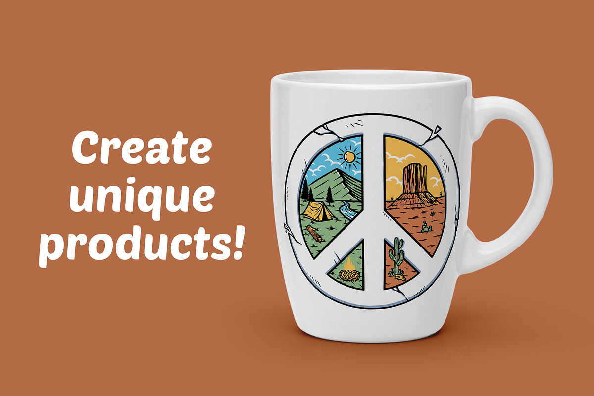 mountain and desert with peace sign, an Illustration by gunaonedesign (Photo 2 of 5)