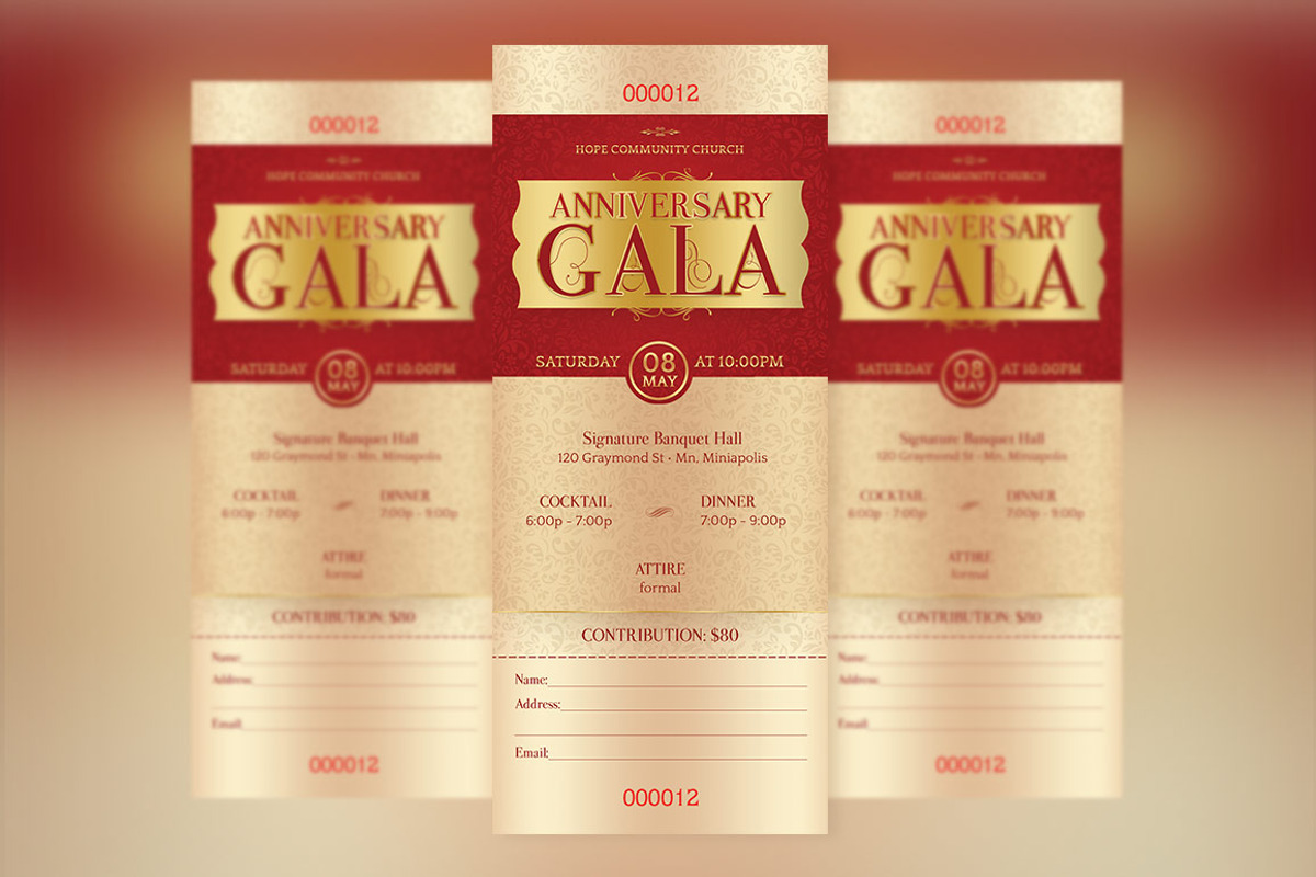 Anniversary Gala Ticket Template, a Templates & Theme by Godserv Designs (Photo 1 of 5)