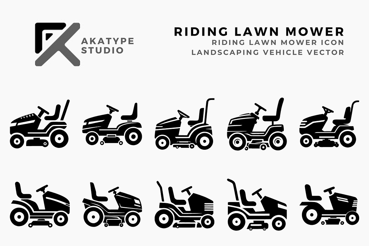 Riding Lawn Mower Icon Vector, a Solid Icon by Akatype Studio (Photo 1 of 3)