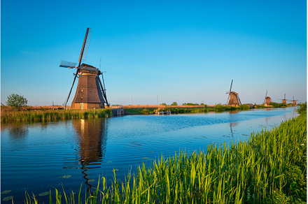 Windmills at Kinderdijk in Holland, an Architecture Photo by f9photos
