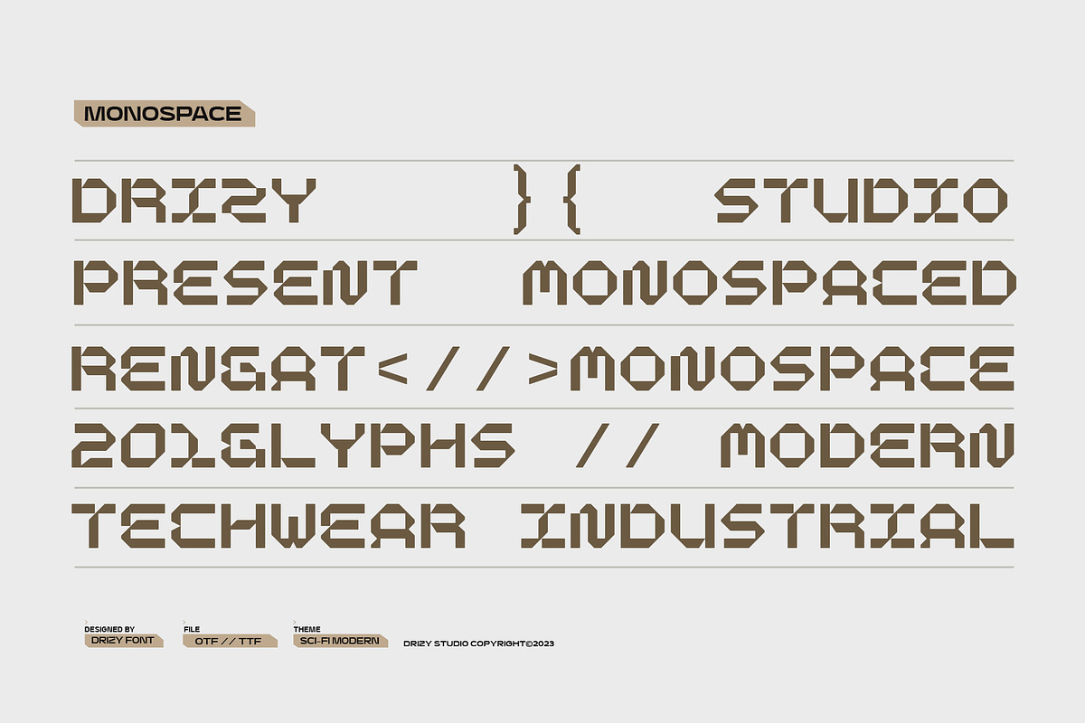 Rengat Mono - Modern Monospace Font, a Sans Serif Font by Drizy (Photo 4 of 10)