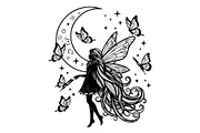 Fairy Moon Butterfly Silhouette, an Object Illustration by Gaye Art (Thumbnail 9 of 31)