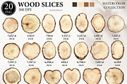 20 Wooden slices Watercolor clipart, an Illustration by KarinkaBU (Thumbnail 2 of 9)