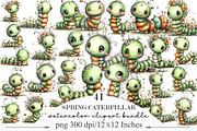 Whimsical Spring Caterpillar Clipart, an Illustration by Designking (Thumbnail 1 of 5)