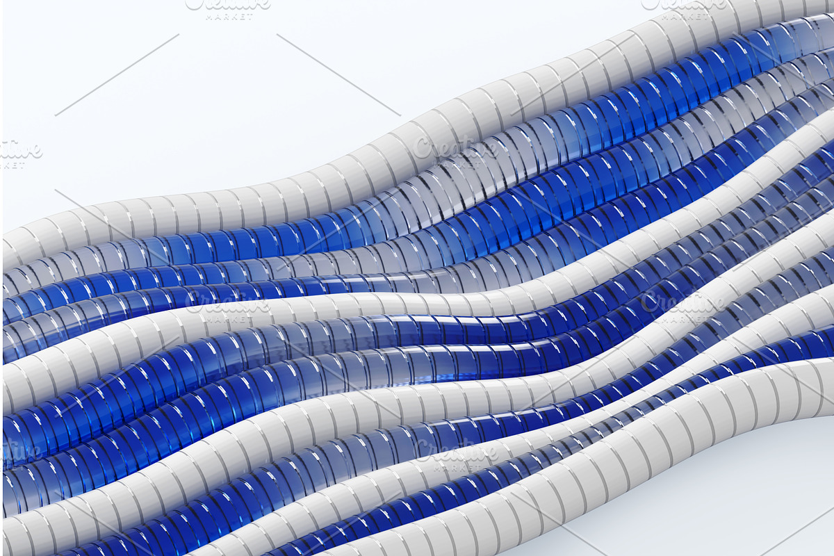 White and blue wave lines 3d, a Technology Illustration by Marozhkastudio