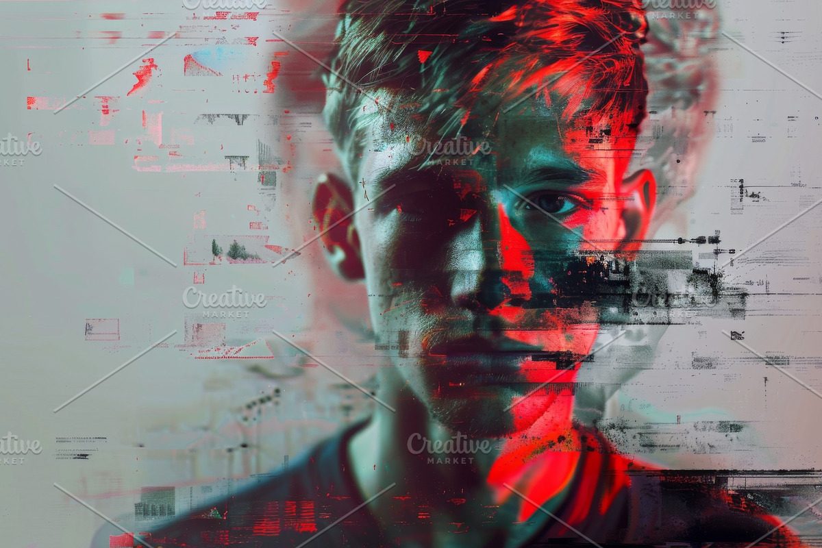 90 Glitch faces, a Person Illustration by Handmadefont (Photo 53 of 94)