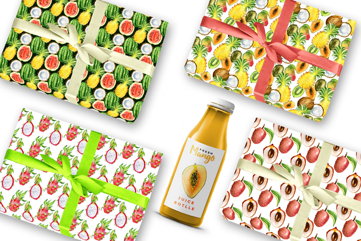 Watercolor tropical fruits clipart, a Food Illustration by Evgeniia (Photo 6 of 10)
