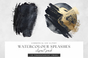 Black and Gold Watercolor Washes PNG, a Decorative Illustration by illuztrate (Thumbnail 6 of 7)