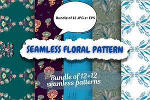 Floral 12 Textile Patterns Bundle, a Pattern Graphic by Aban's World