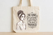 Be Kind to Yourself Messy Bun Girl, a Seasonal Illustration by CraftArtStudio (Thumbnail 2 of 4)