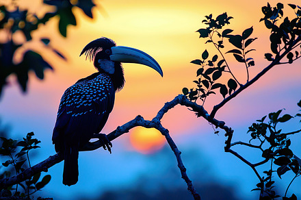 A colorful toucan sits on a branch,, a Photo by LOGOCREATIVE