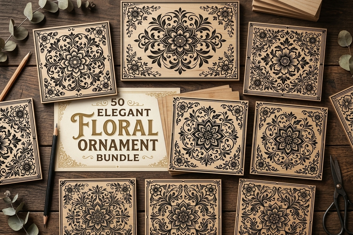 50 Elegant Floral Ornament Bundle, a Decorative Illustration by Amazin_art (Photo 1 of 42)