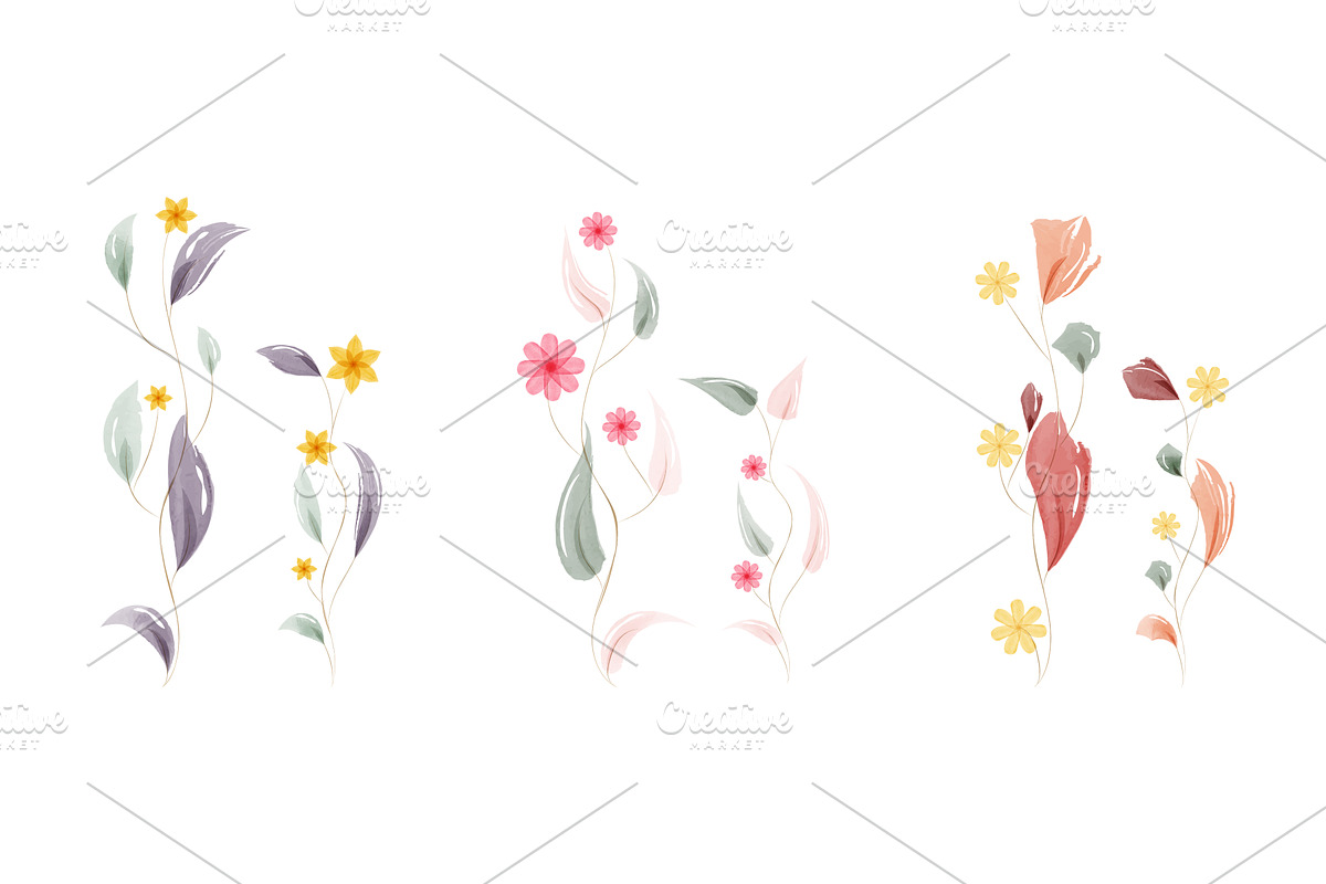 Decorative watercolor floral, an Illustration by okskukuruza