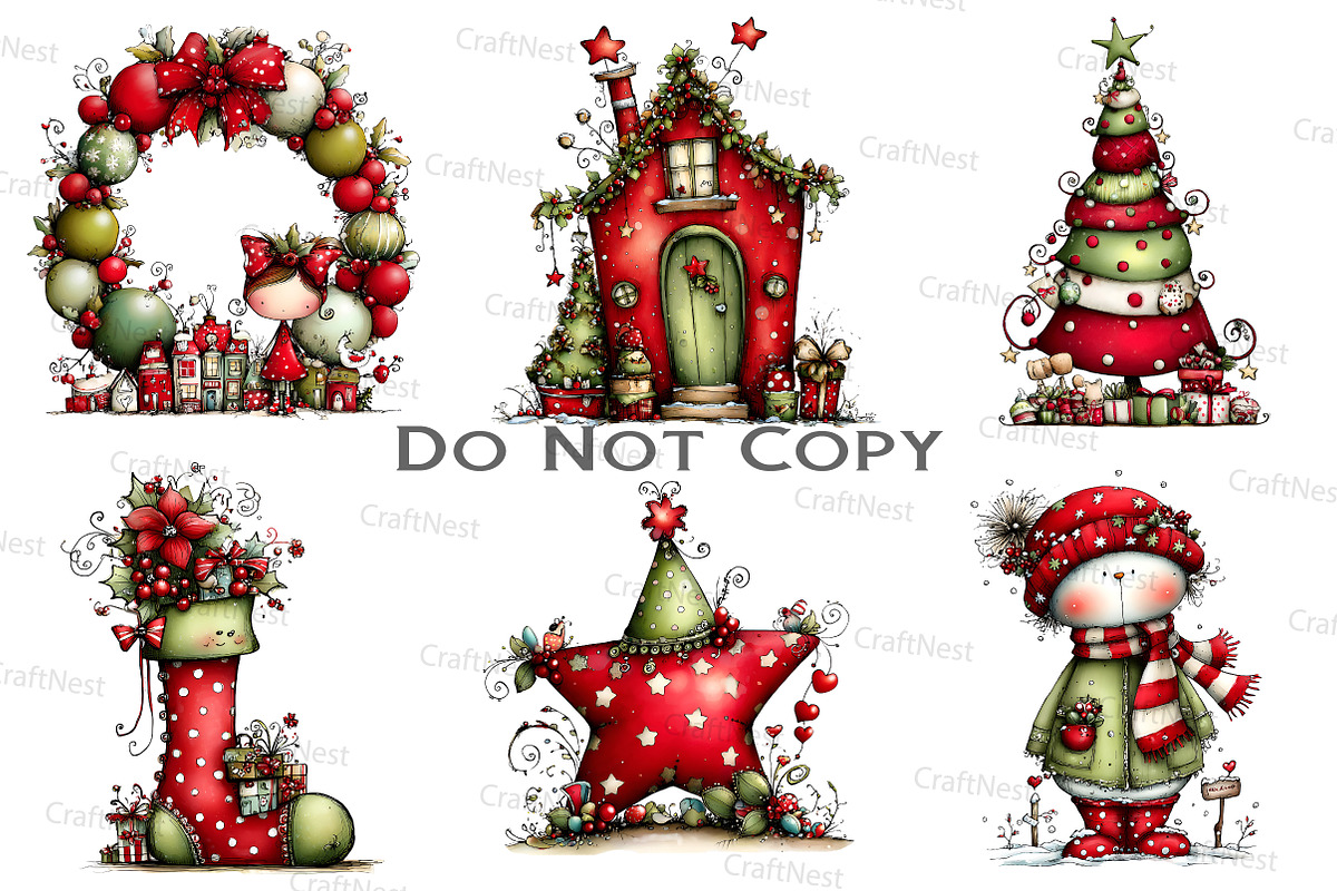 Whimsical Christmas Cabin Clipart, an Illustration by Craft Nest (Photo 6 of 8)