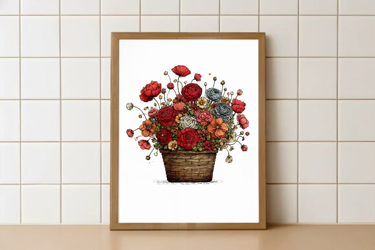 Spring Flower Basket Clipart, an Illustration by Watercolor design (Photo 4 of 6)