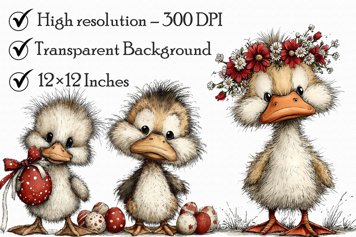 Easter Duck Whimsical Clipart, an Illustration by Libby Wishes (Photo 7 of 7)