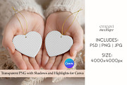Double Heart Ornament Mockup, a Merchandise Mockup by EmpaviMockups (Thumbnail 2 of 6)