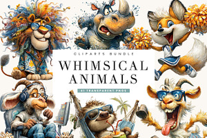 Whimsical Animals Clipart Bundle, an Animal Illustration by BusyDaydesign