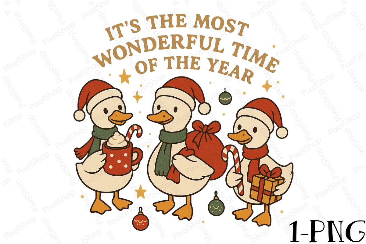 Christmas Goose Trio Illustration PN, an Illustration by DreamPrint404 (Photo 1 of 7)
