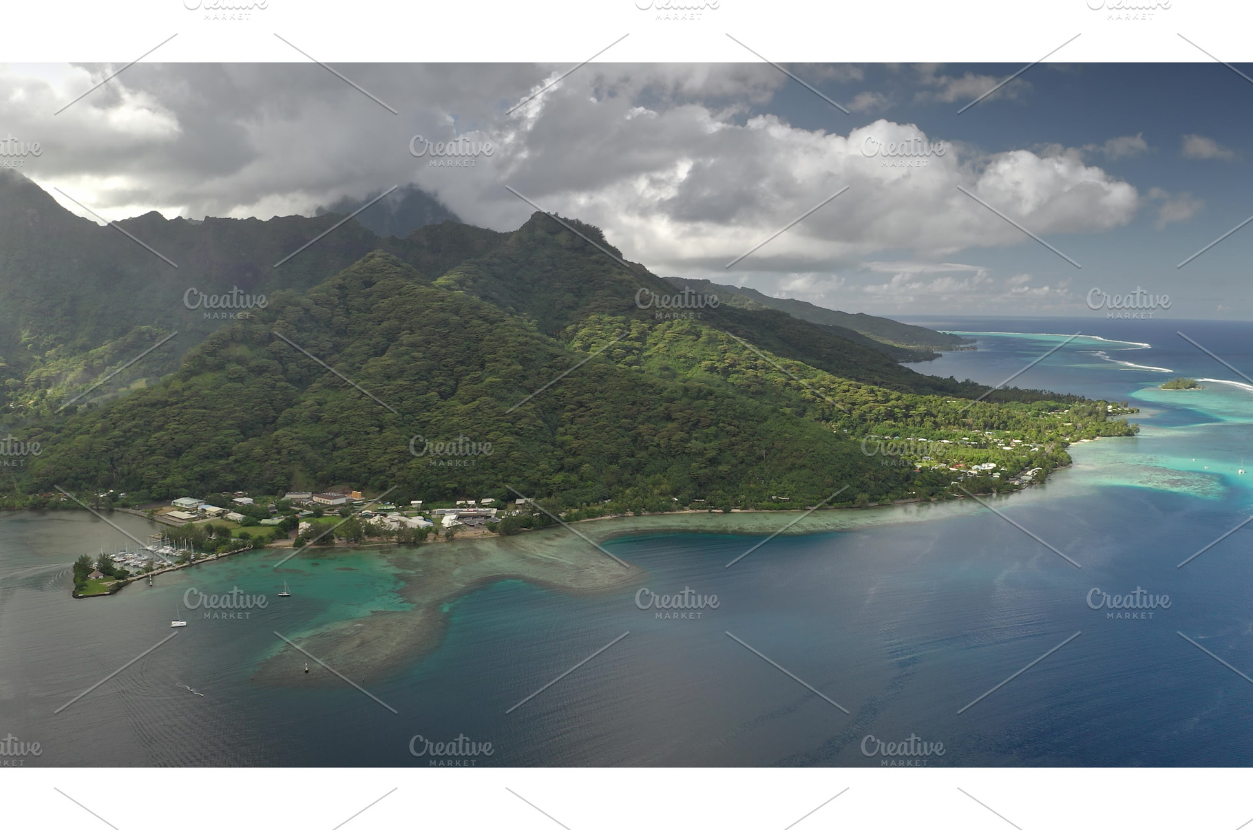 Aerial panorama Moorea island in, a Nature Photo by Goinyk