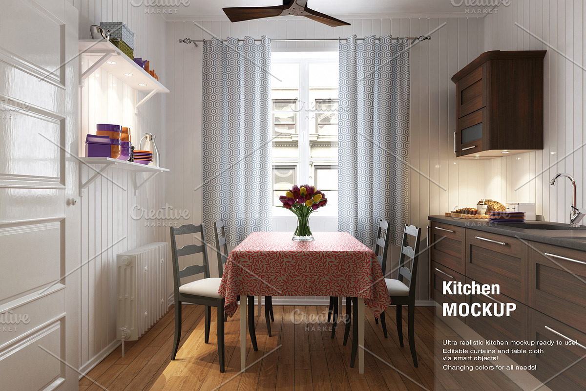 Kitchen Curtain Mock-up, a Household Mockup by IsometricWorld (Photo 1 of 9)