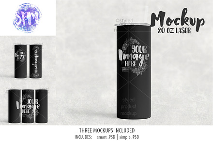 Laser 20oz skinny tumbler mockup