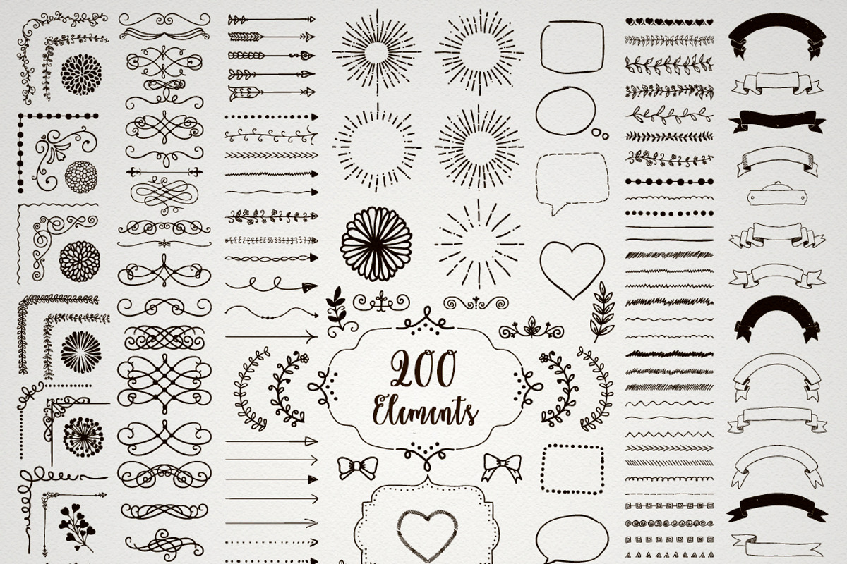 200 Decorative Elements., an Object Graphic by Olya Creative (Photo 3 of 3)