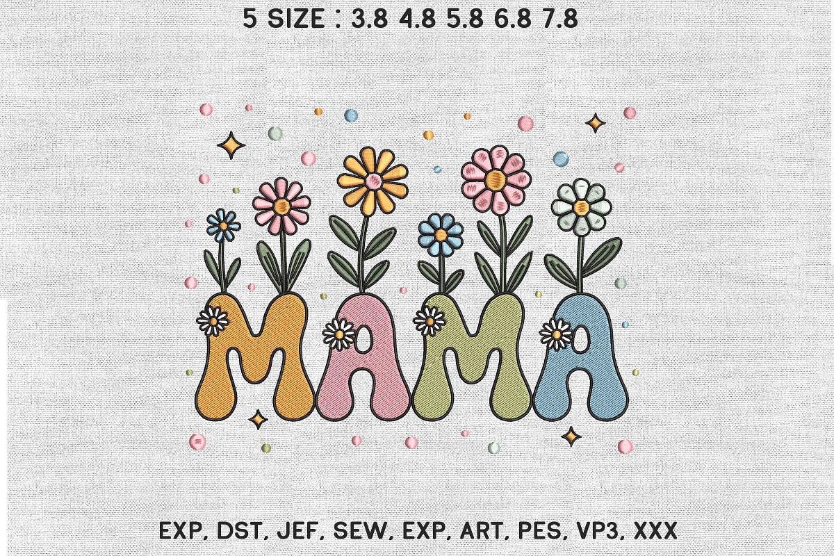 Groovy Mama Flower Garden Embroidery, an Illustration by Moss Rose (Photo 1 of 3)