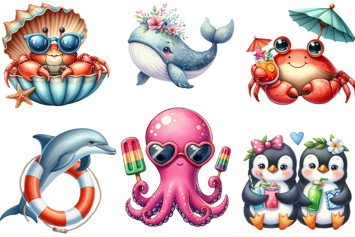 Coastal Summer Animal Png, an Illustration by Designking (Photo 2 of 4)
