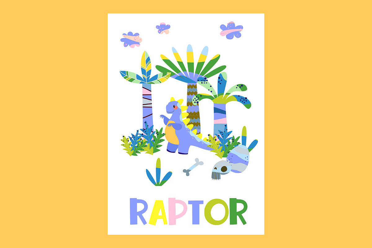 Cute Cartoon Cards with Dinosaurs, an Animal Illustration by the_myro (Photo 8 of 10)