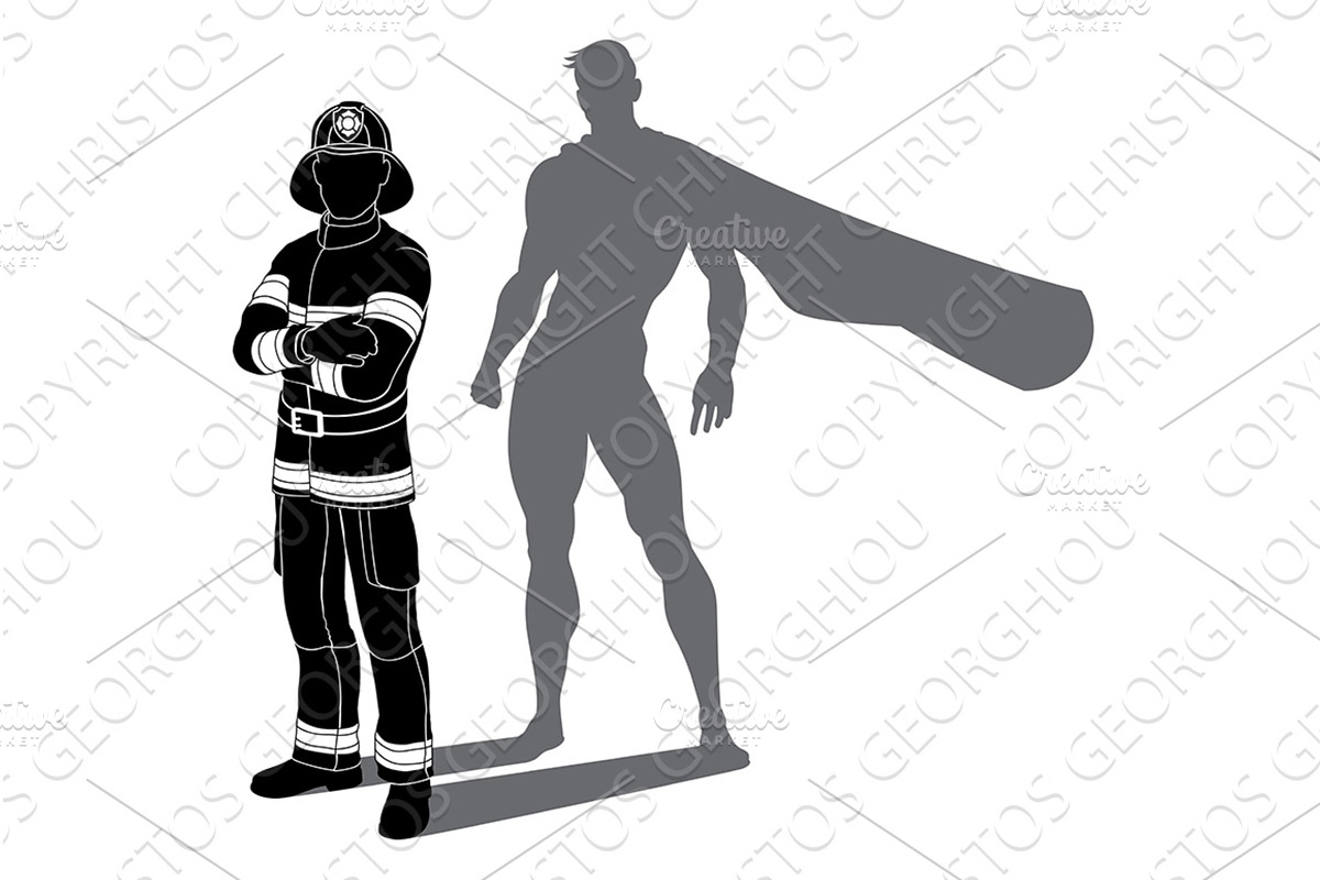 Superhero firefighter fireman Super, a Person Illustration by Christos Georghiou