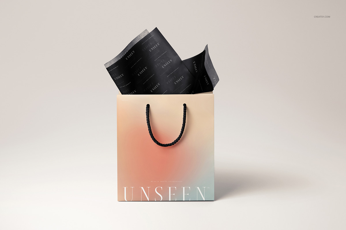 Tissue Paper in Gift Bag Mockup, a Packaging Mockup by creatsy5 (Photo 8 of 14)