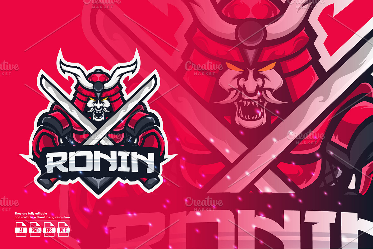 Ronin Skull Mascot Esport Logo, a Branding & Logo Template by prps.std (Photo 1 of 3)