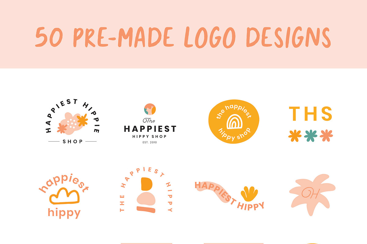 Retro Modern Hippy Logo Kit, a Branding & Logo Template by Forth and Wild (Photo 3 of 16)