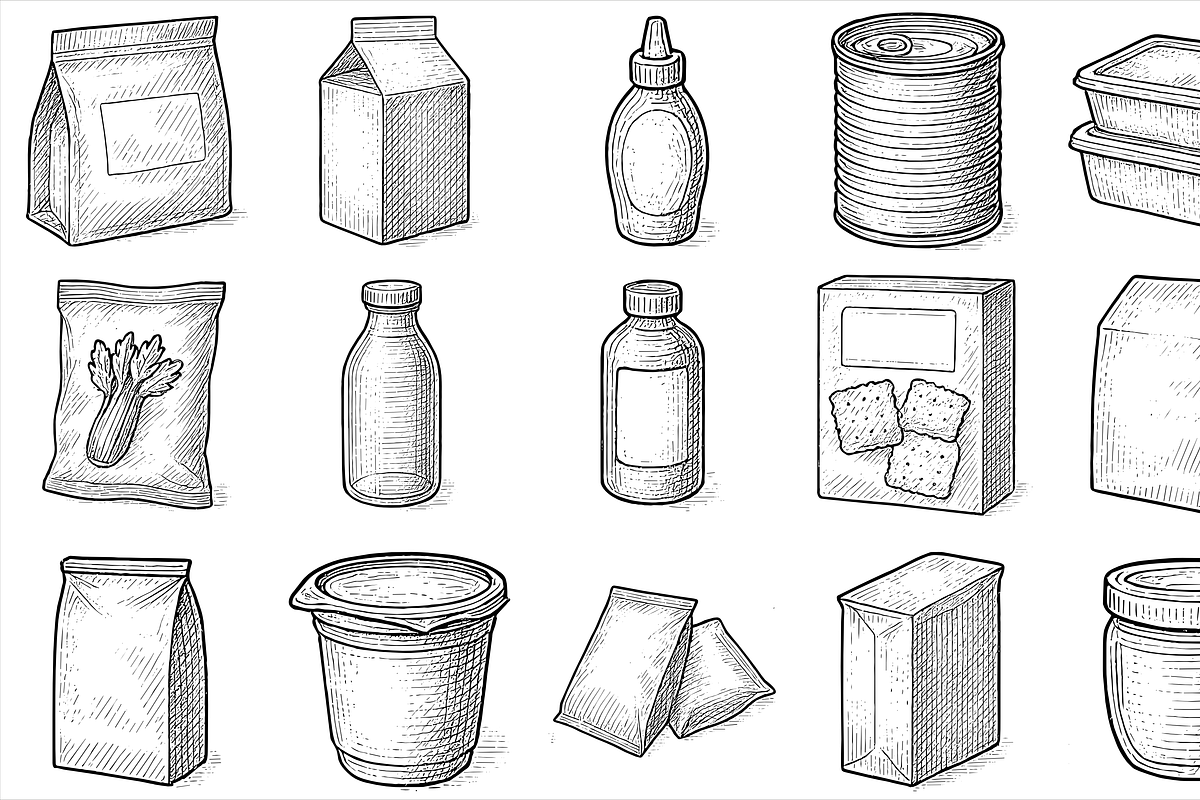 Food Packaging Set, an Object Graphic by nikagraphic