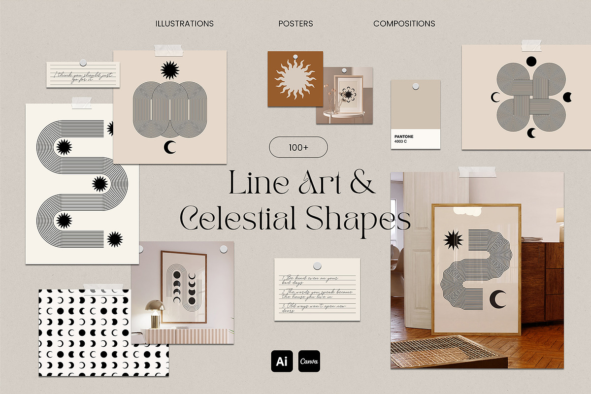 Line Art Geometry & Celestial Shapes, a Graphic by May Motif (Photo 1 of 17)