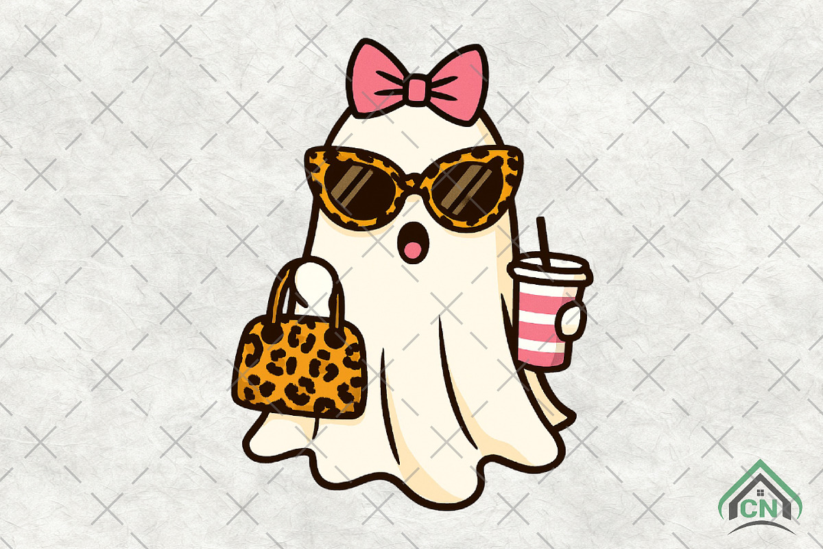 Ghost Leopard Coquette Halloween Png, an Illustration by Craft Nest (Photo 1 of 6)