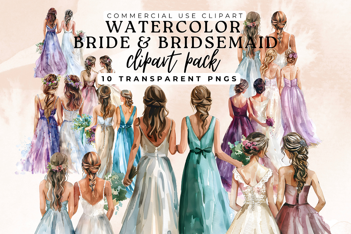 Bride and Bridesmaid Clipart, a Person Illustration by Anca Digital Vibe (Photo 1 of 7)