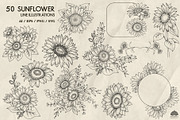 Sunflowers line art + Procreate, a Decorative Illustration by Skliarova (Thumbnail 4 of 5)
