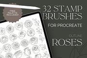 Rose Stamp Brushes for Procreate, a Brush Add-On by AureDesignCo (Thumbnail 1 of 5)