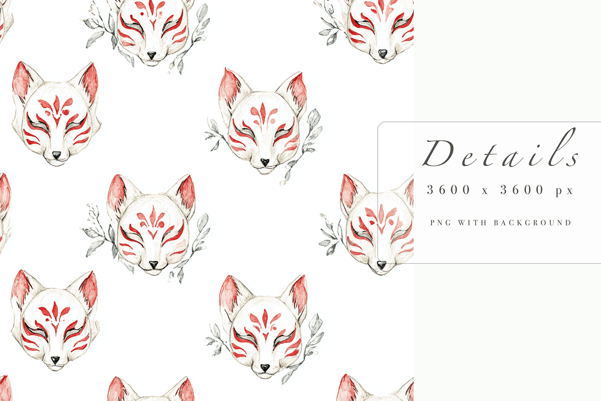 Kitsune Mask Seamless Pattern
